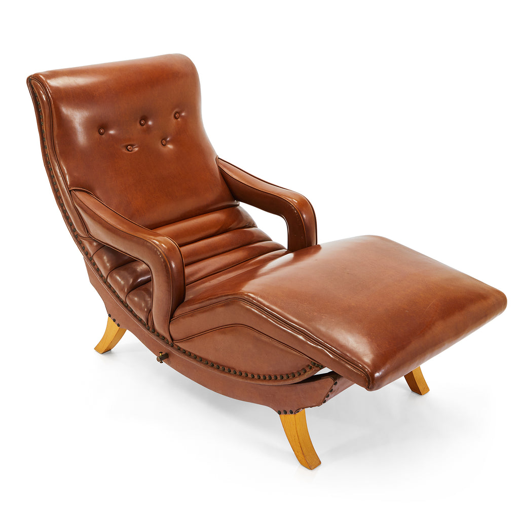 Brown Leather Barcalounger Chaise