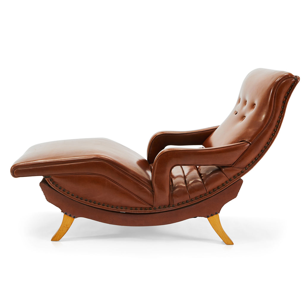 Brown Leather Barcalounger Chaise