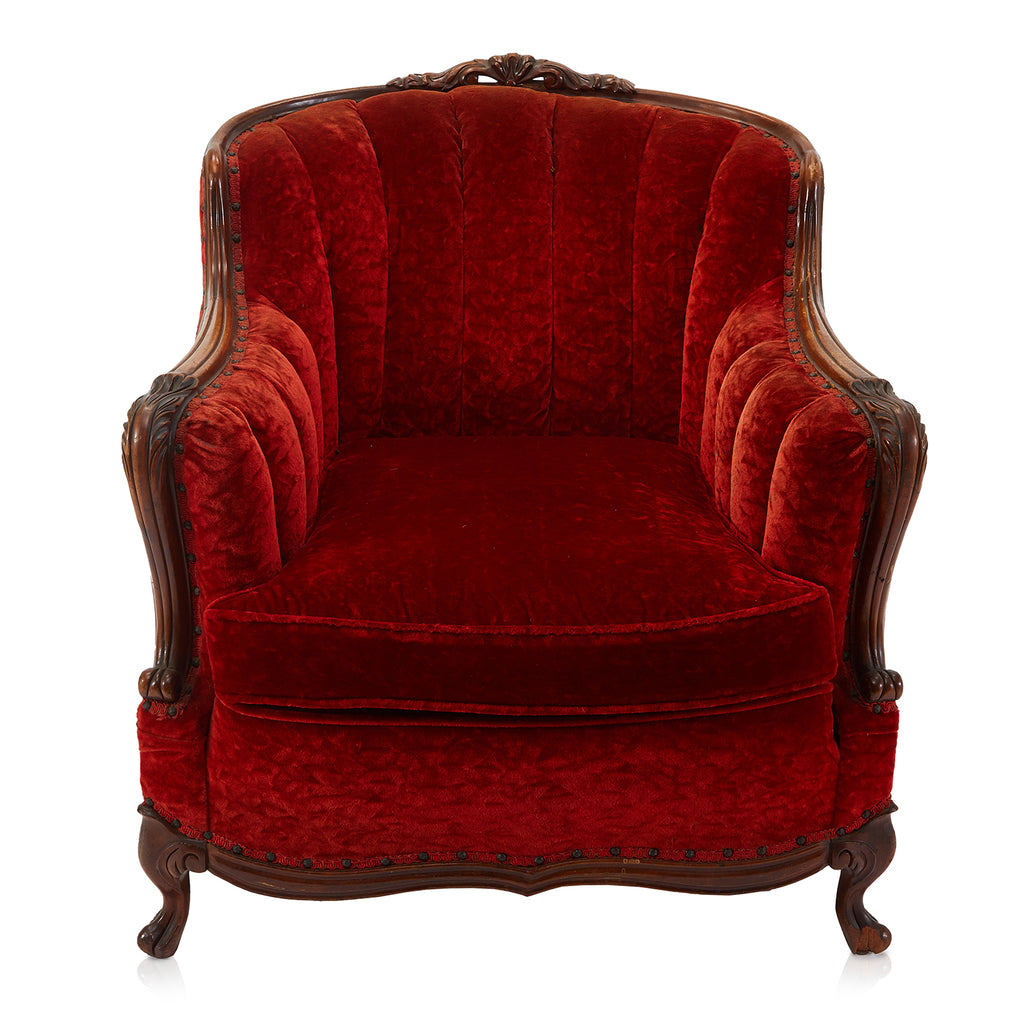 Red Velvet Victorian Arm Chair