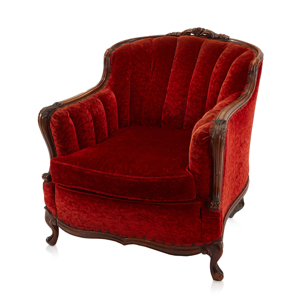 Red Velvet Victorian Arm Chair
