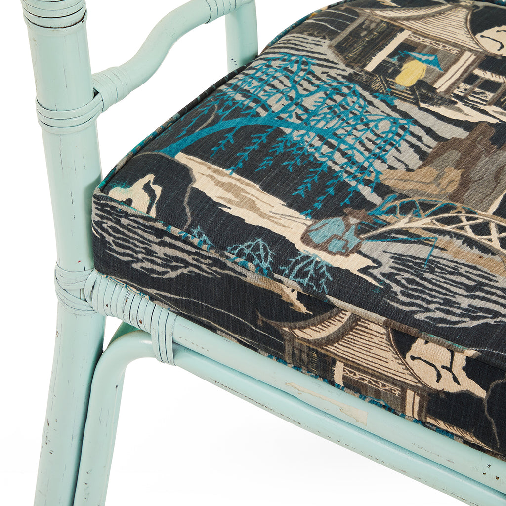 Light Blue Wicker Patio Chair