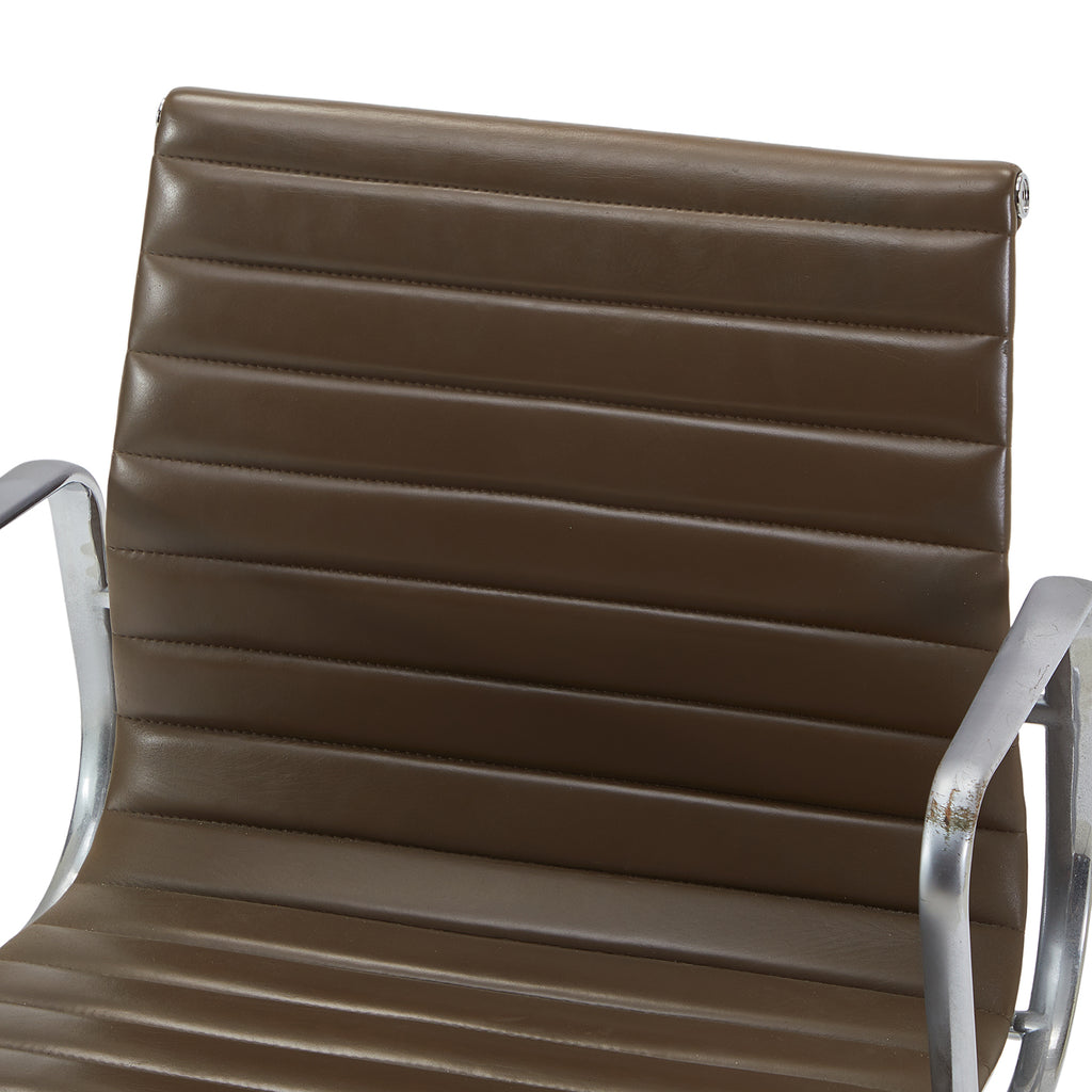 Brown Low Back Aluminum Group Rolling Office Chair