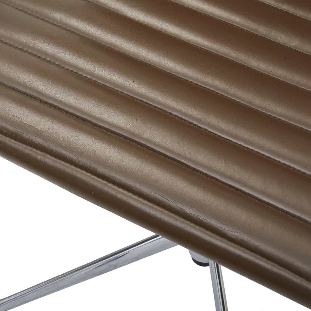 Brown Low Back Aluminum Group Rolling Office Chair