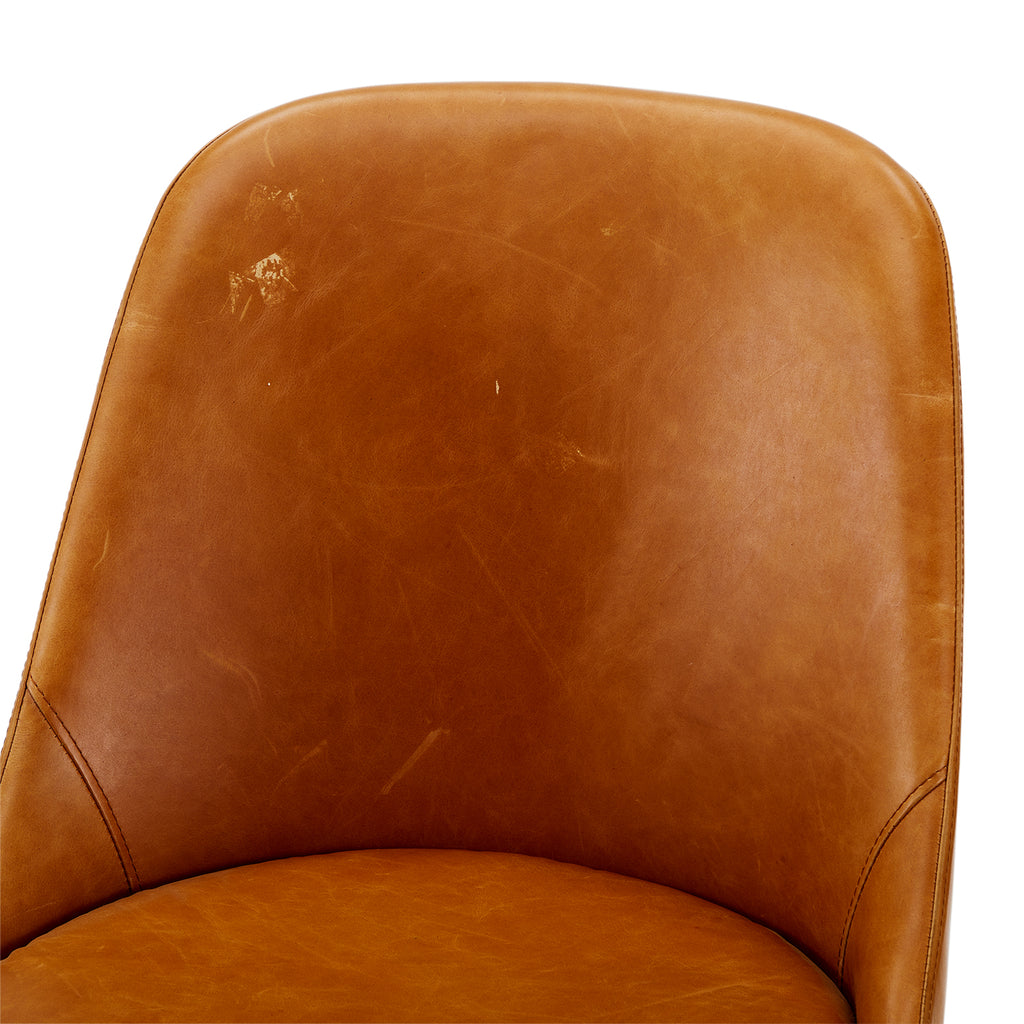 Brown Leather Mid Century Side Chair