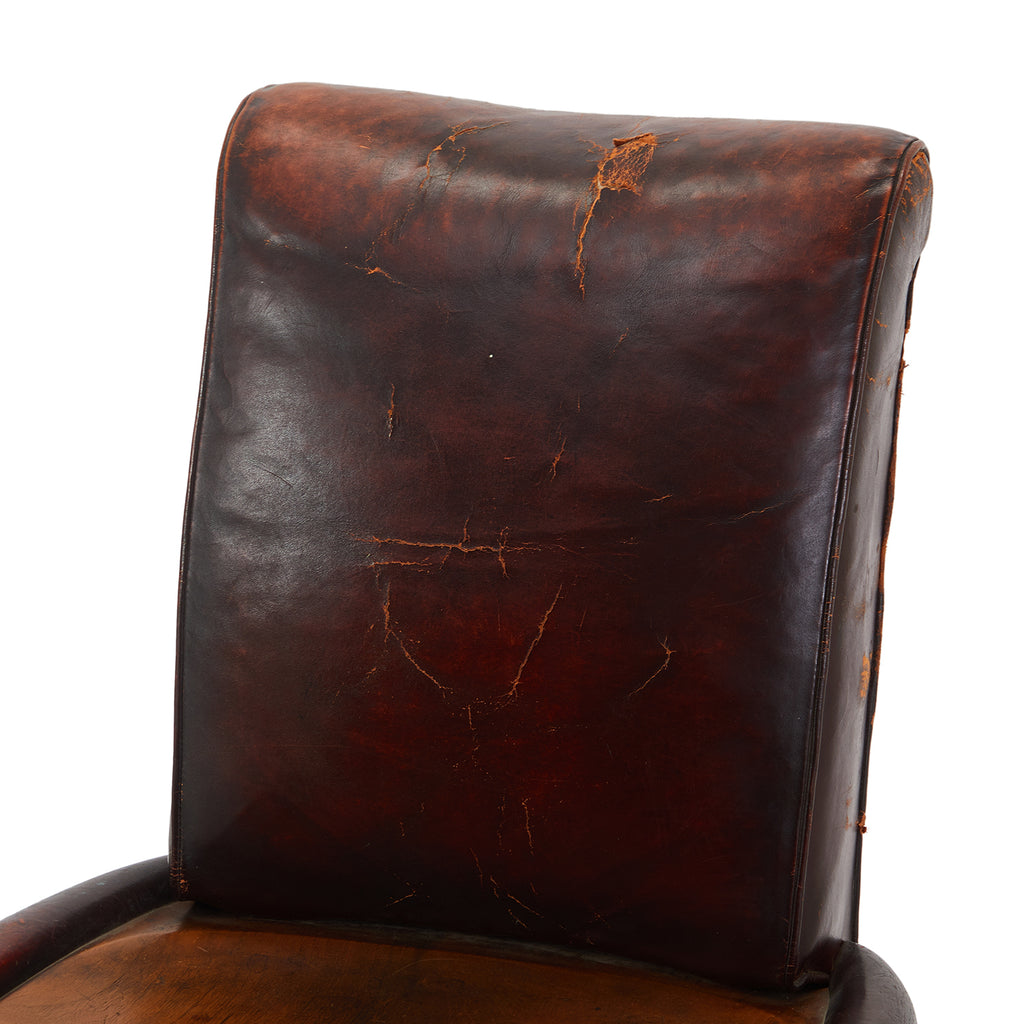 Wood & Brown Leather Vintage Office Chair