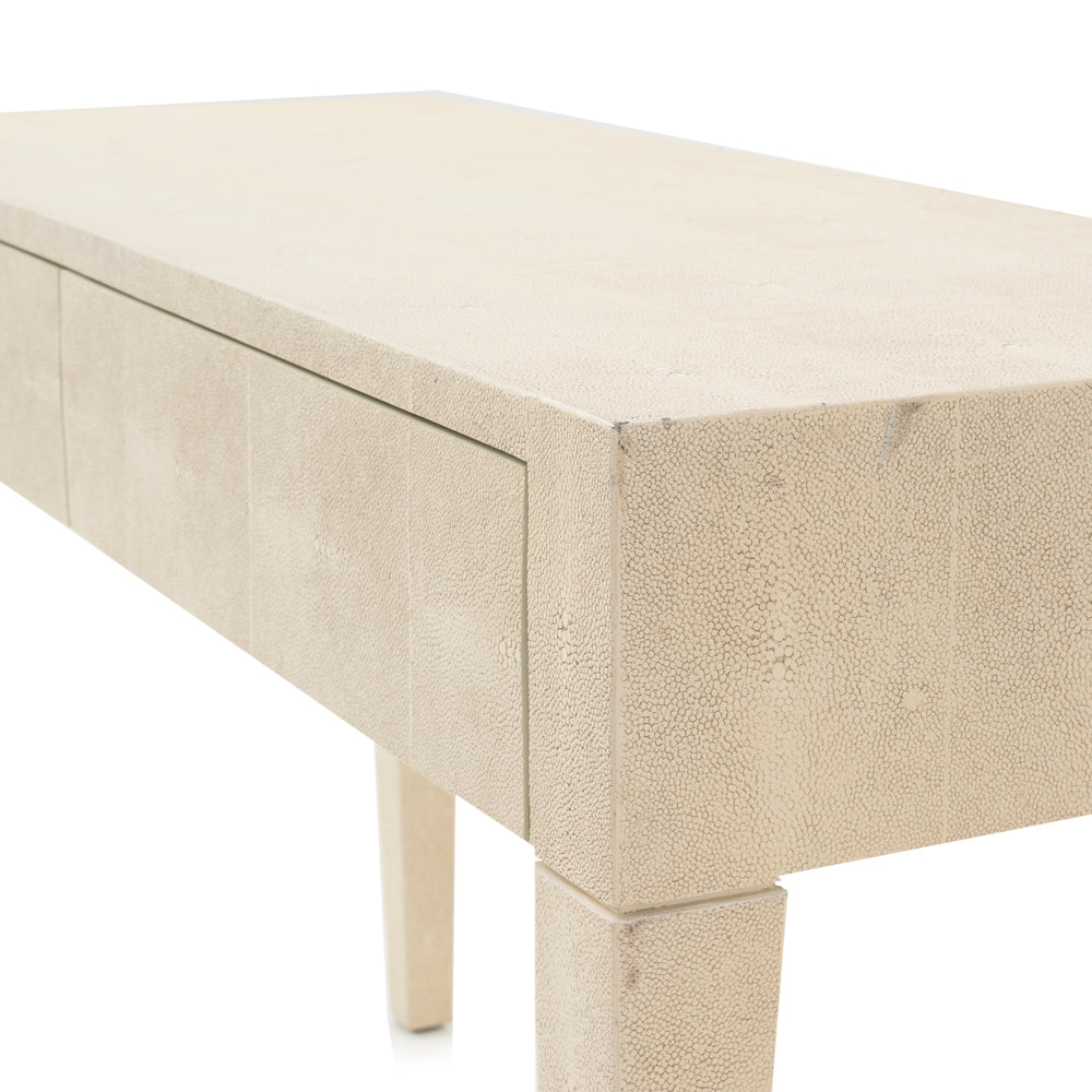 Cream Textured Leather Console Table