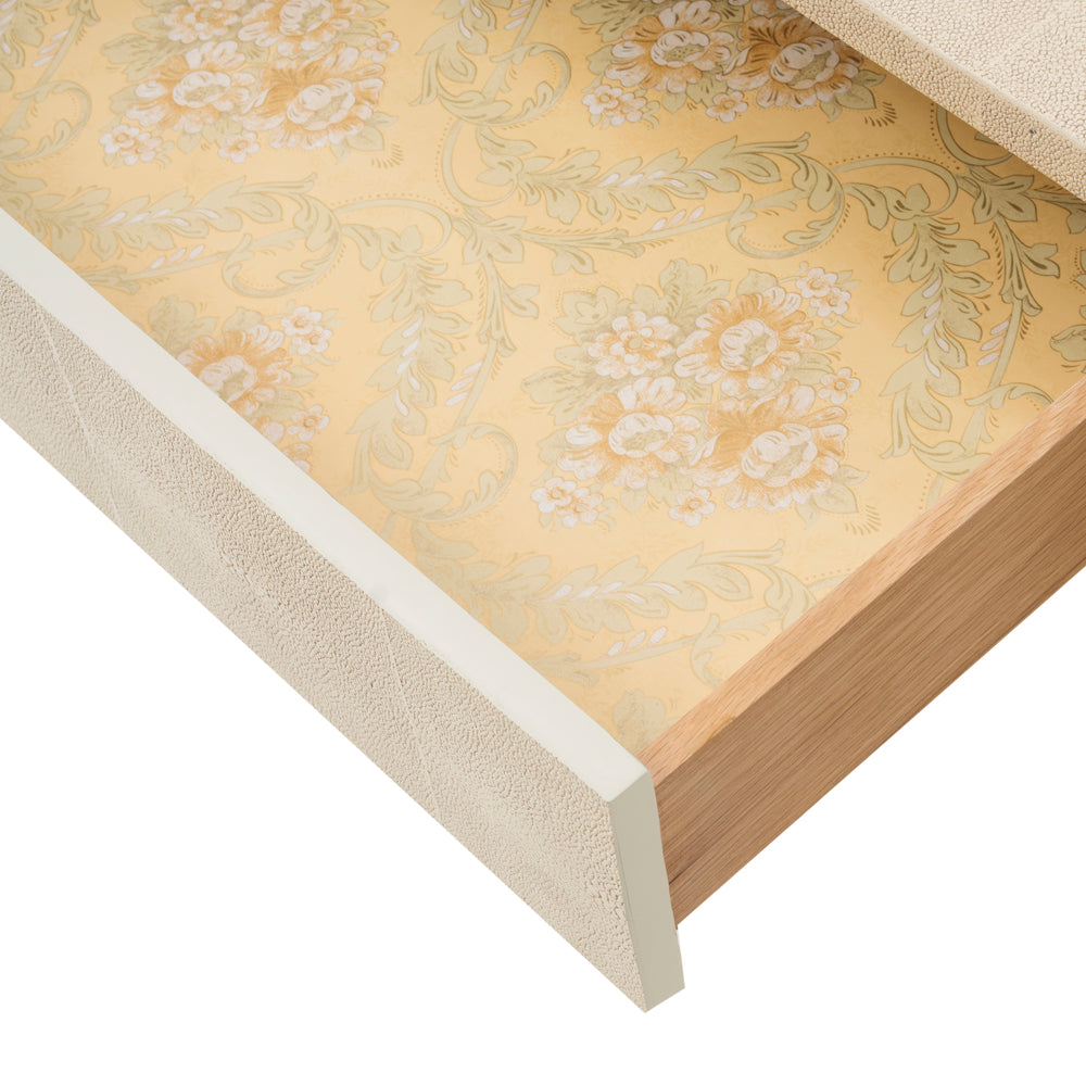 Cream Textured Leather Console Table