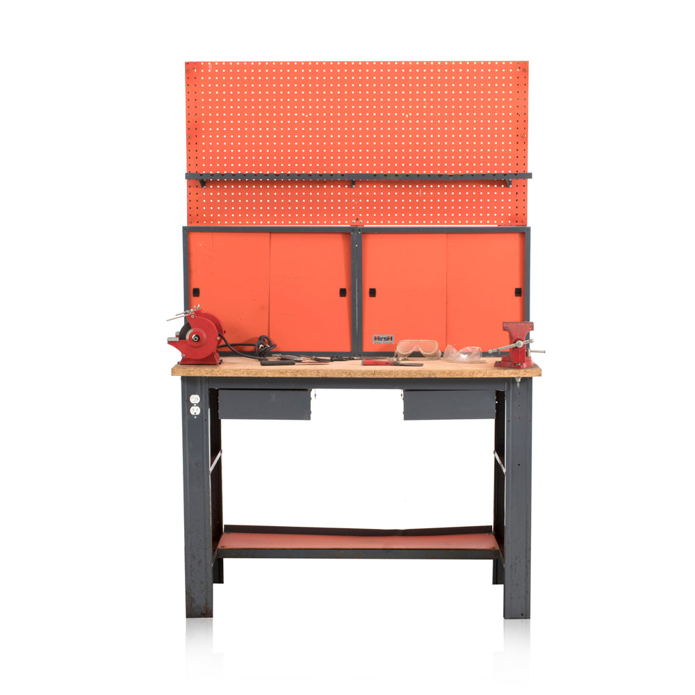 Orange Peg Board Wood Work Table