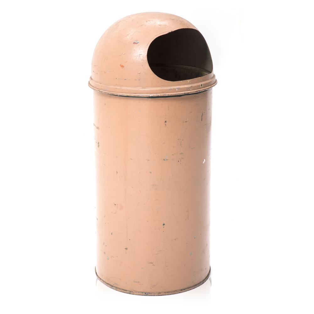 Pink Mid Century Metal Trash Can