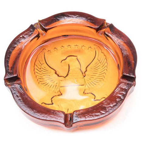 Amber Large Round Eagle Ashtray