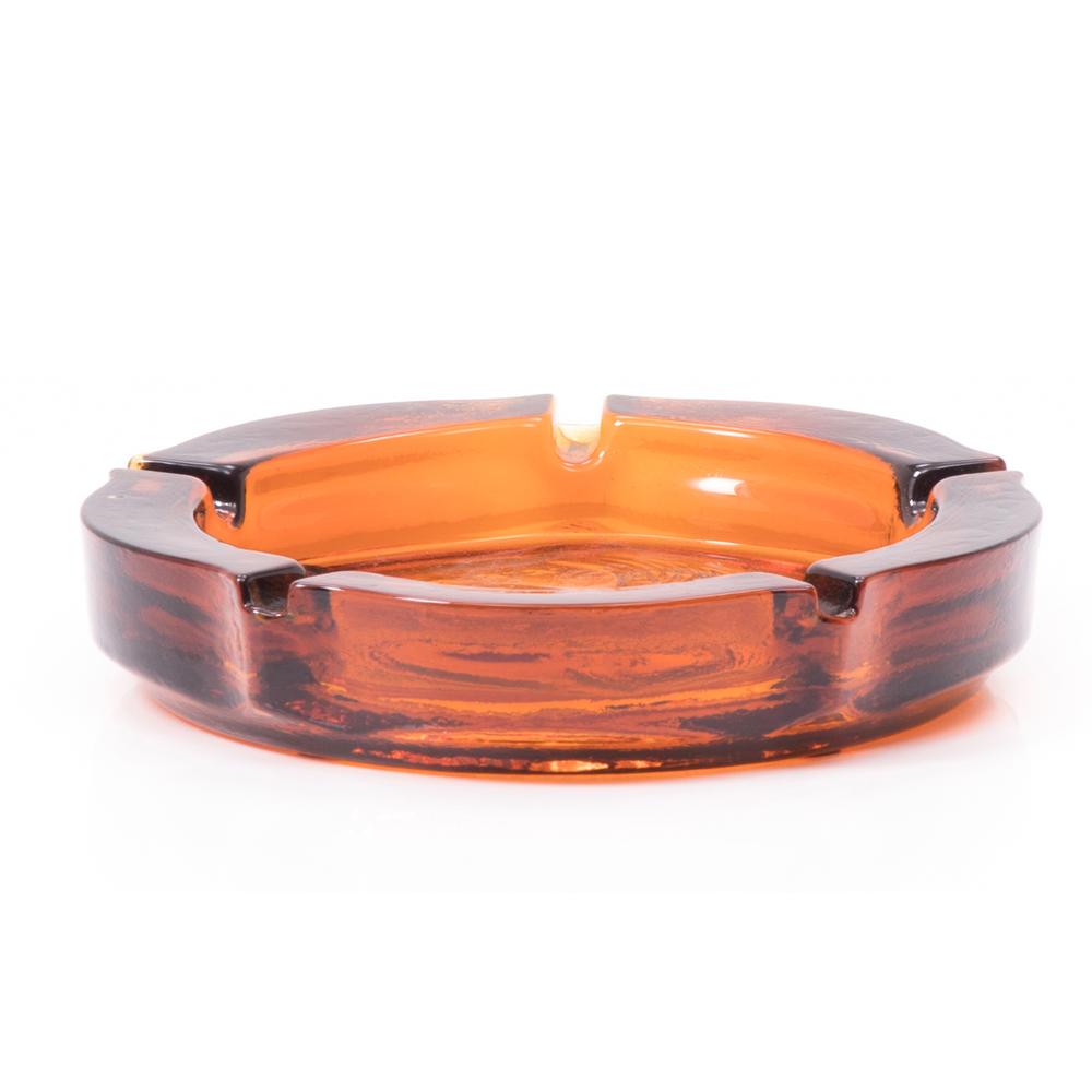Amber Large Round Eagle Ashtray