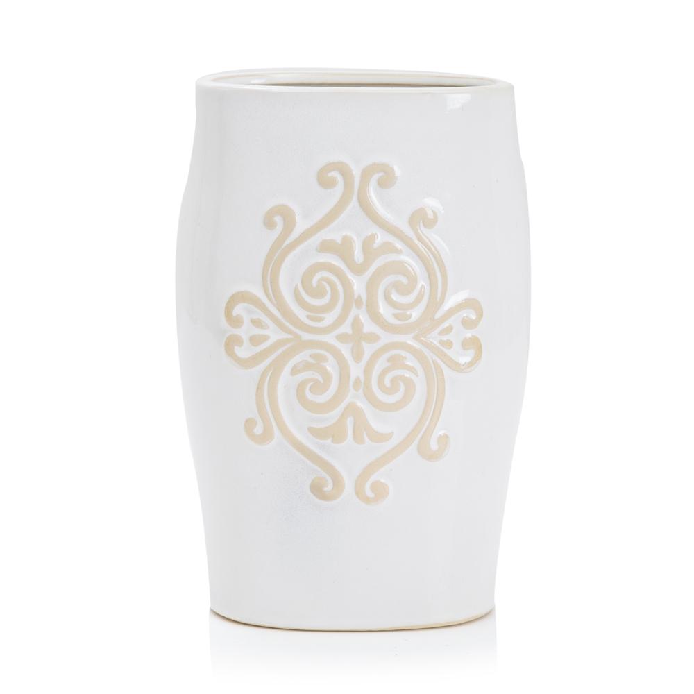 White Vase with Beige French Ornament