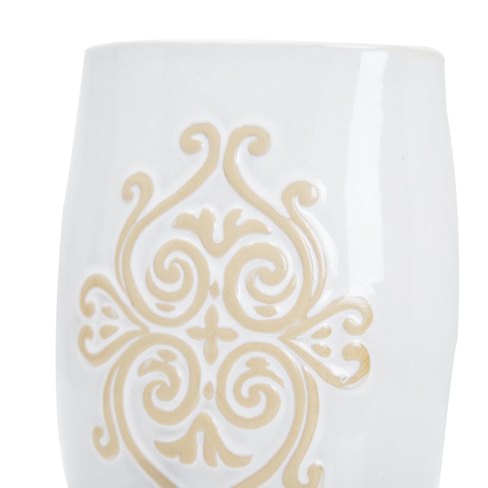 White Vase with Beige French Ornament