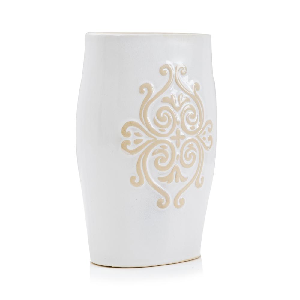 White Vase with Beige French Ornament
