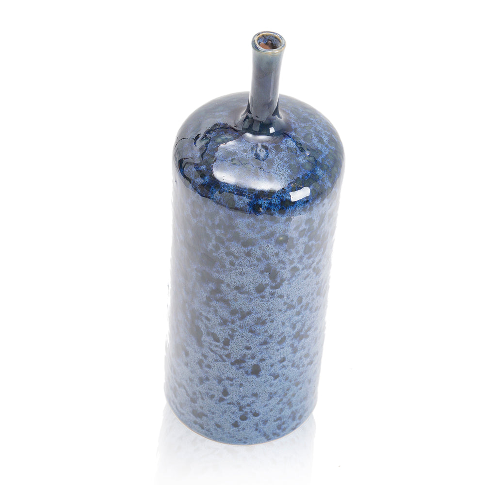 Blue Speckled Bottle Vase