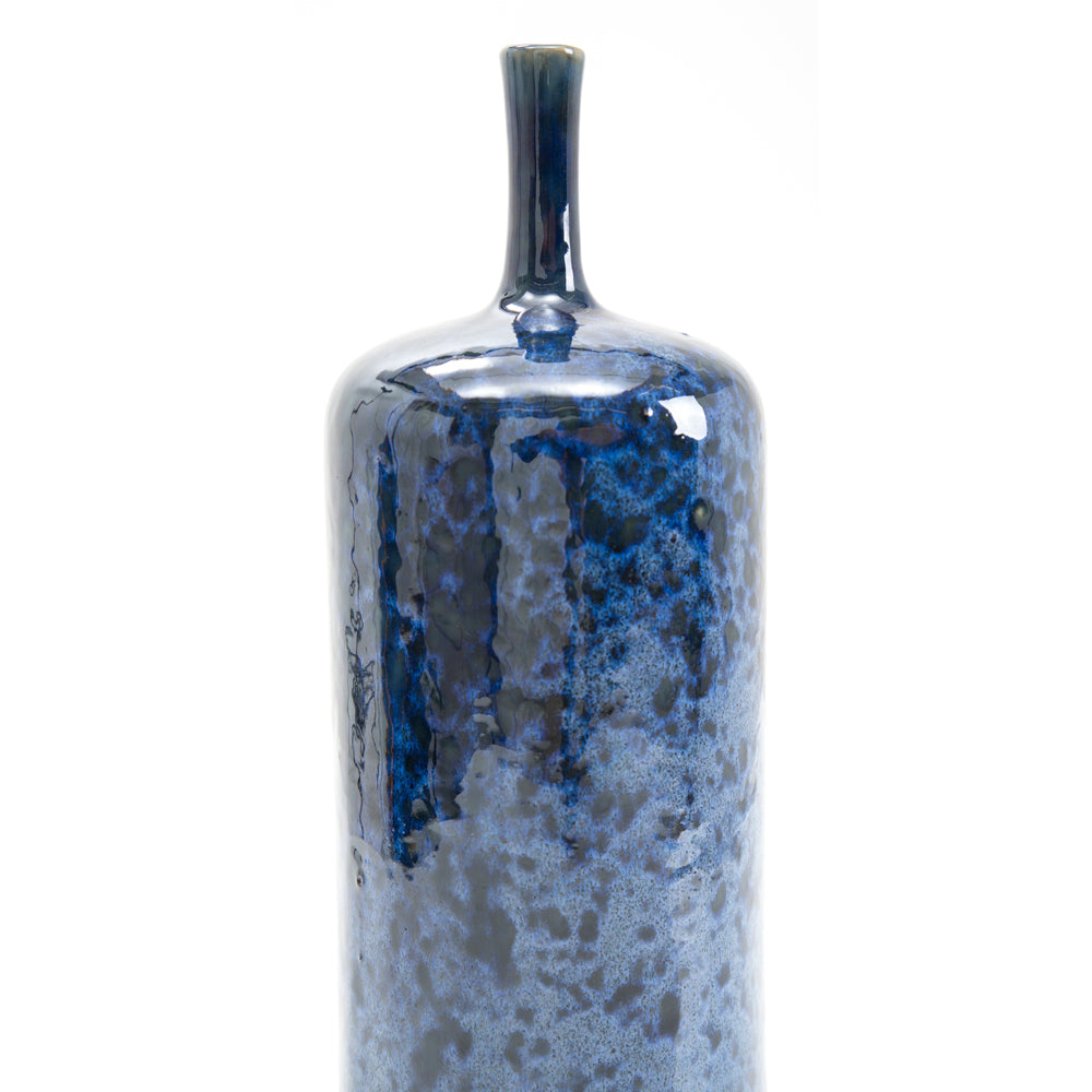 Blue Speckled Bottle Vase