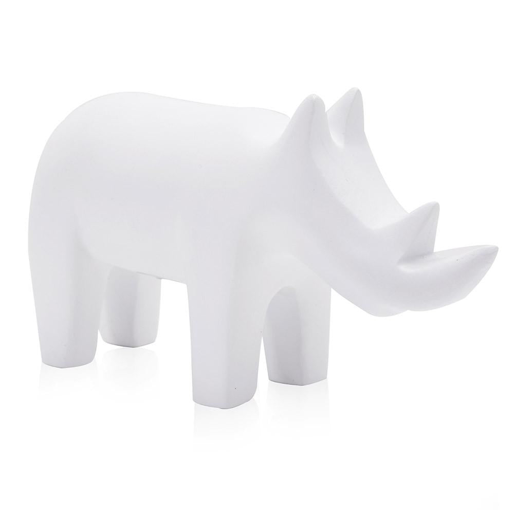 White Ceramic Animal Rhino Sculpture (A+D)