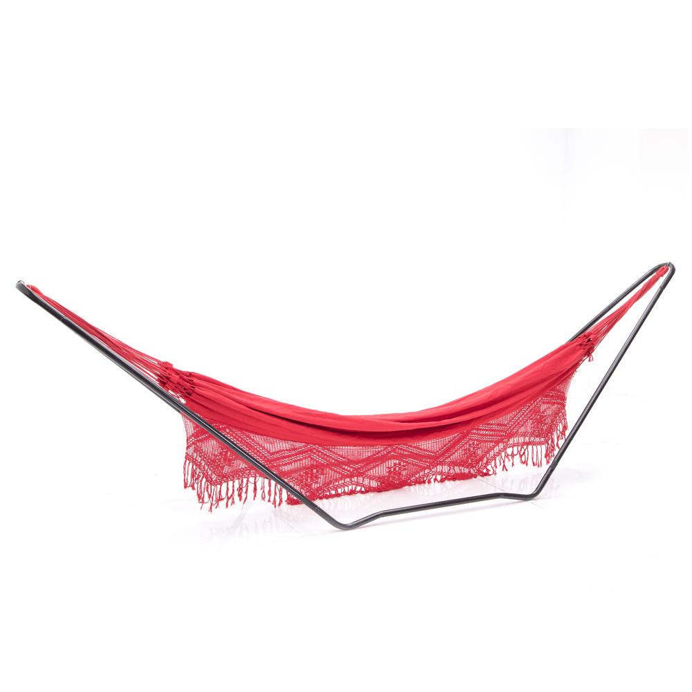 Red Bohemian Hammock with Red Fringe