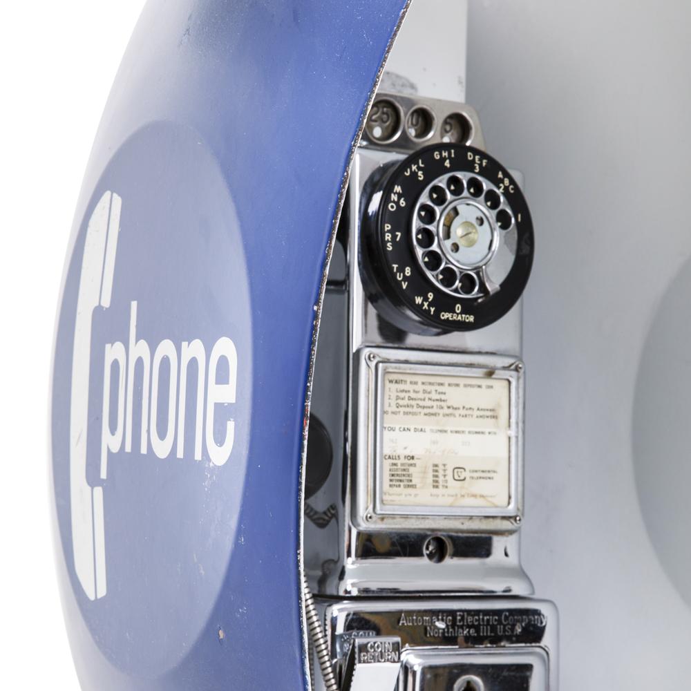 Mod Blue Egg Telephone Booth on Stand