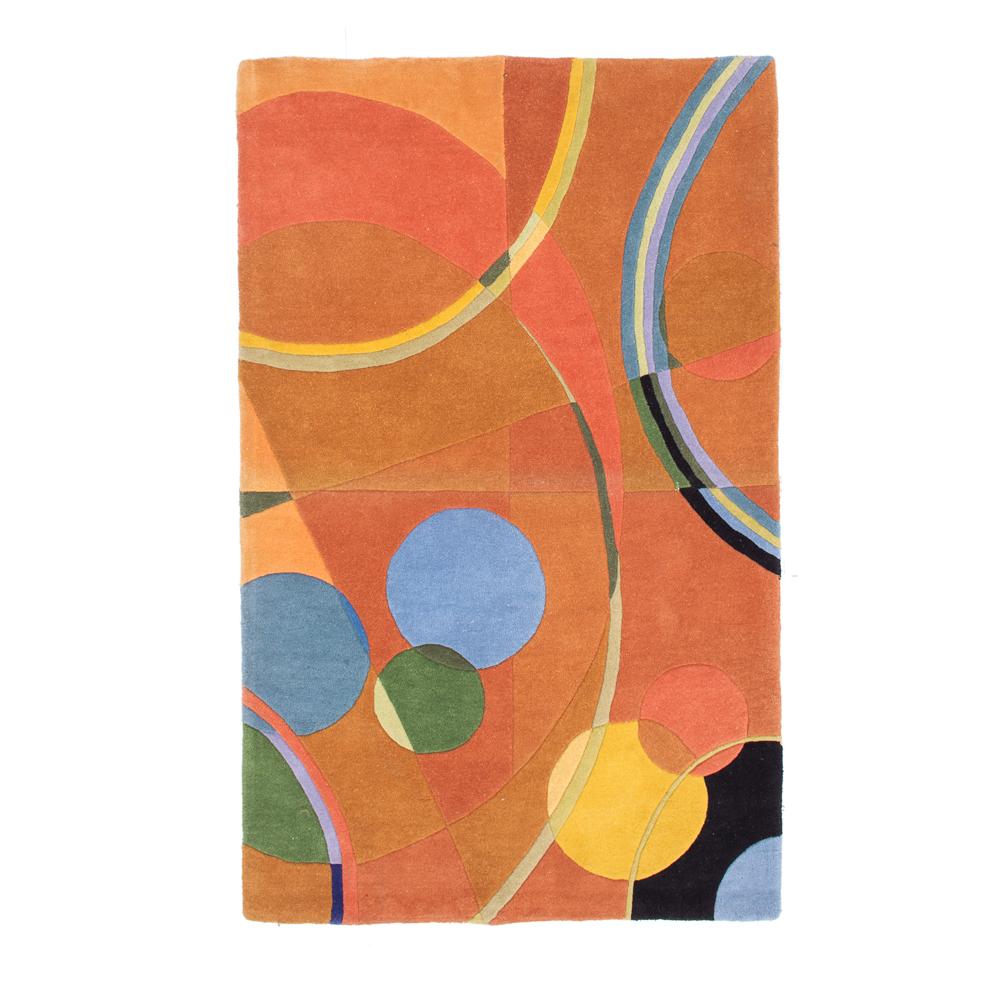 Orange Rug with Colored Swirls
