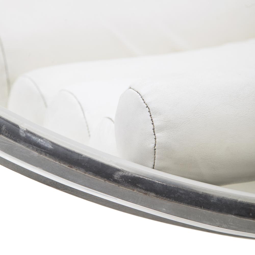 Lucite & White Vinyl Modern Ball Chair