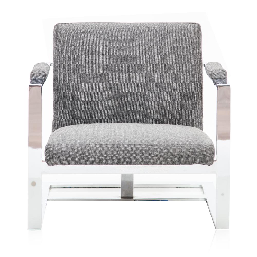 Grey Tweed Lounge Chair and Ottoman