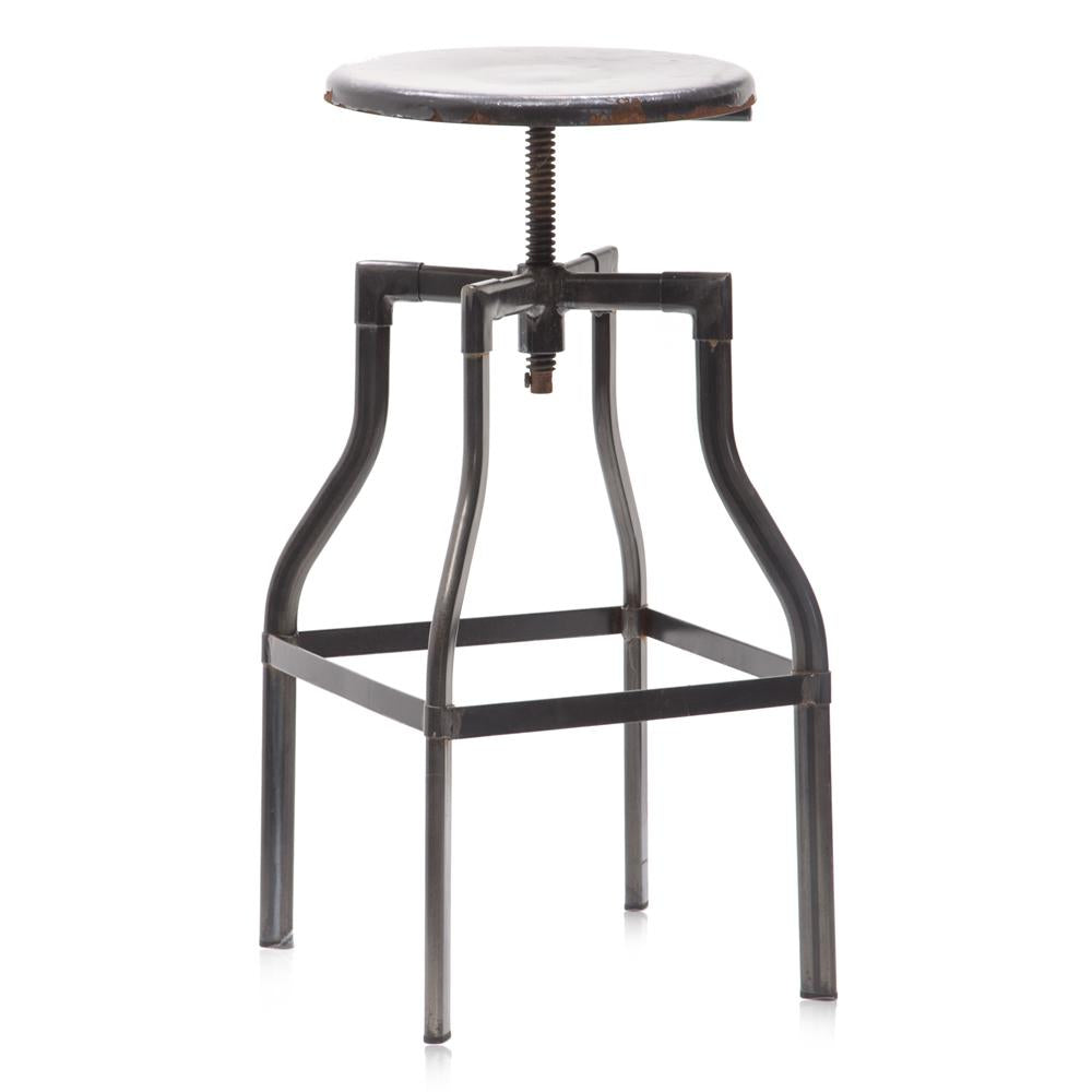 Rusted Black Metal Industrial Stool