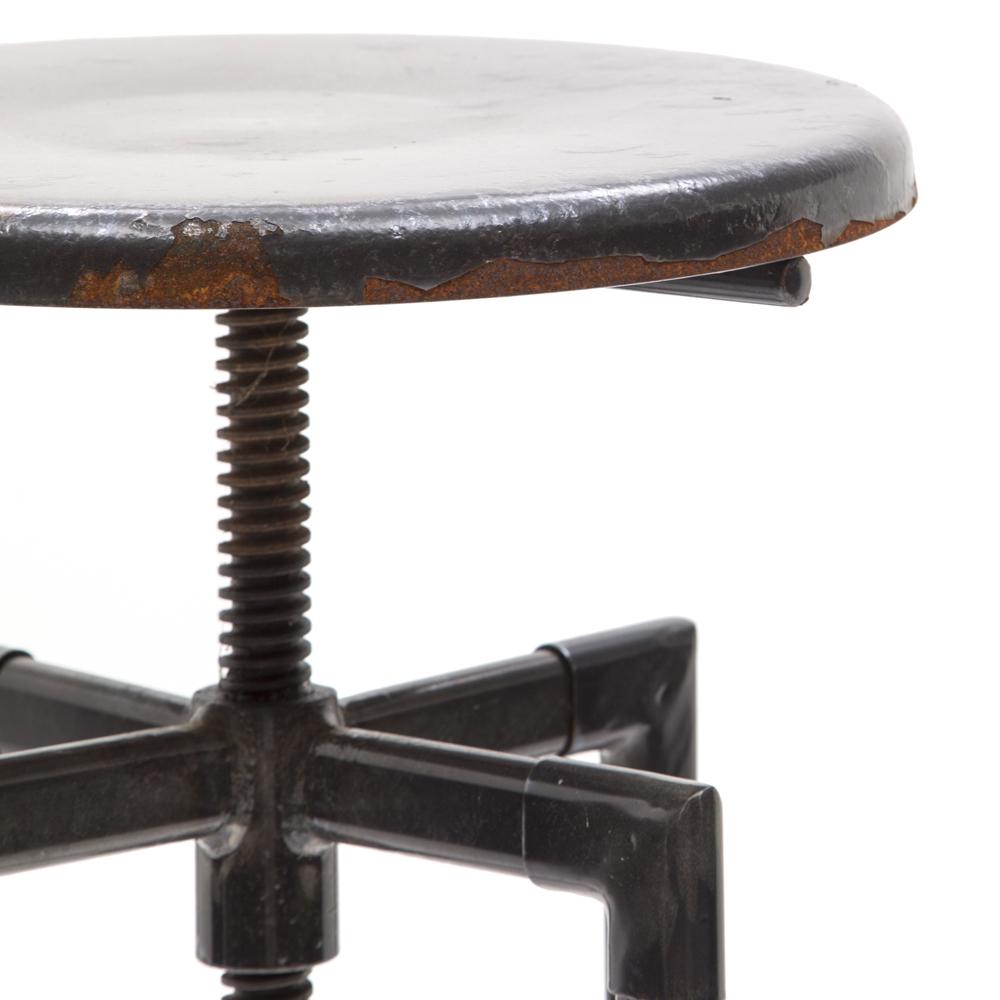 Rusted Black Metal Industrial Stool