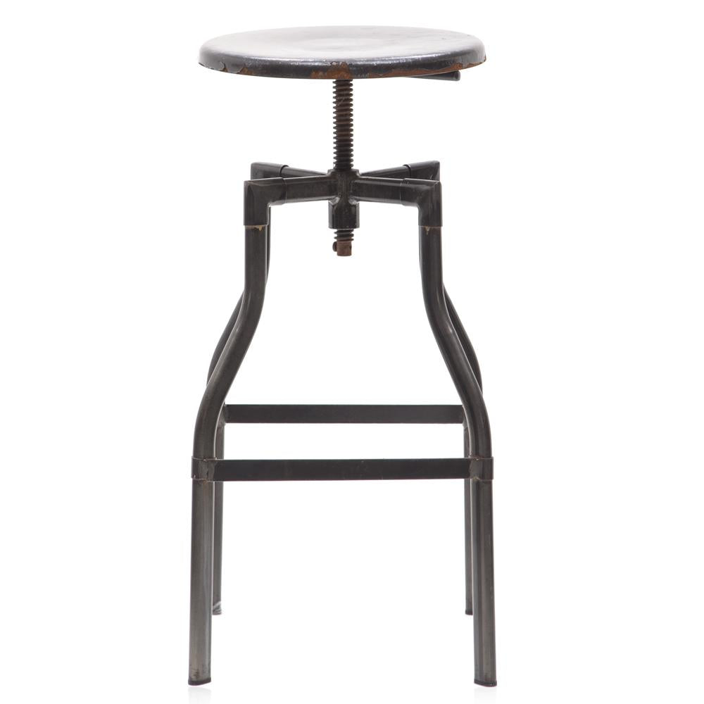 Rusted Black Metal Industrial Stool