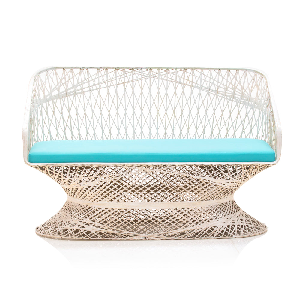 Spun Fiberglass Outdoor Sofa w Aqua Cushion
