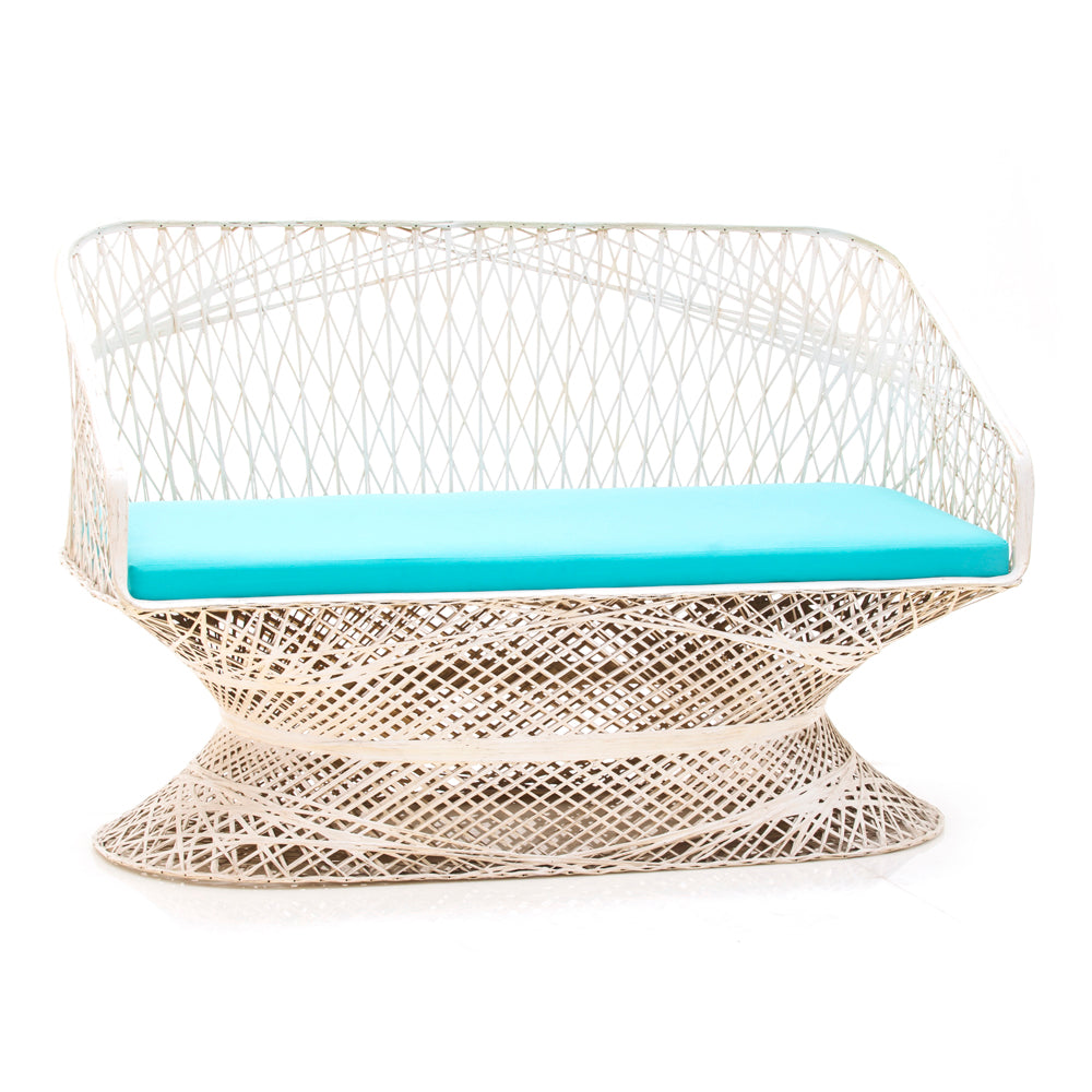 Spun Fiberglass Outdoor Sofa w Aqua Cushion