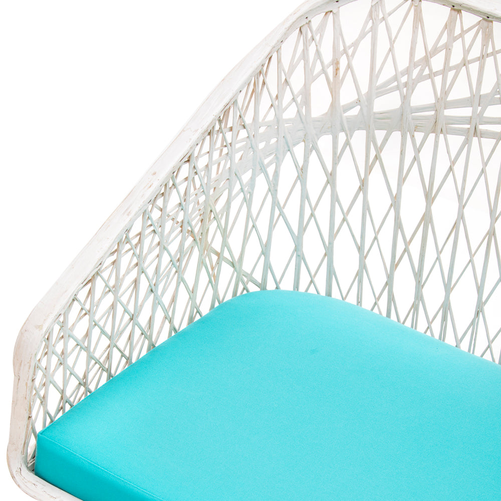 Spun Fiberglass Outdoor Sofa w Aqua Cushion