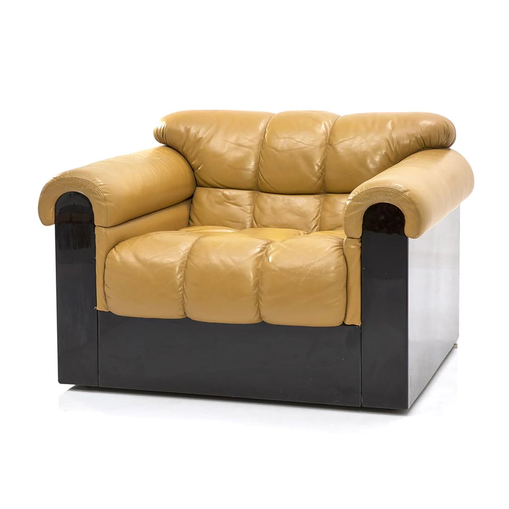 Black & Tan Leather Roll Armchair