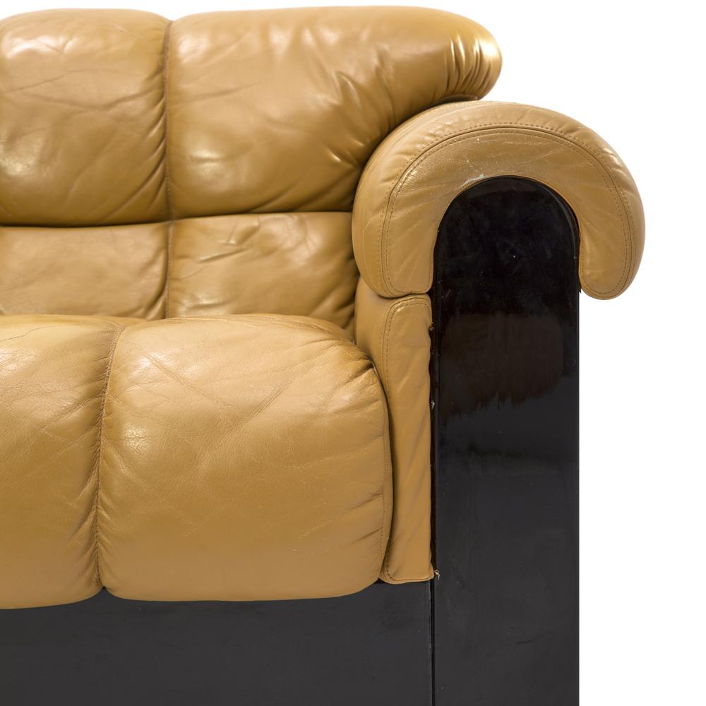 Black & Tan Leather Roll Armchair