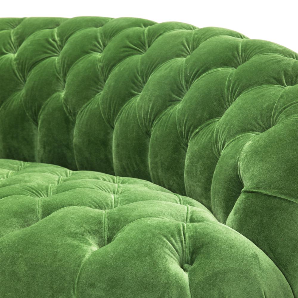 Green Huge Curved Velvet Tufted Sofa