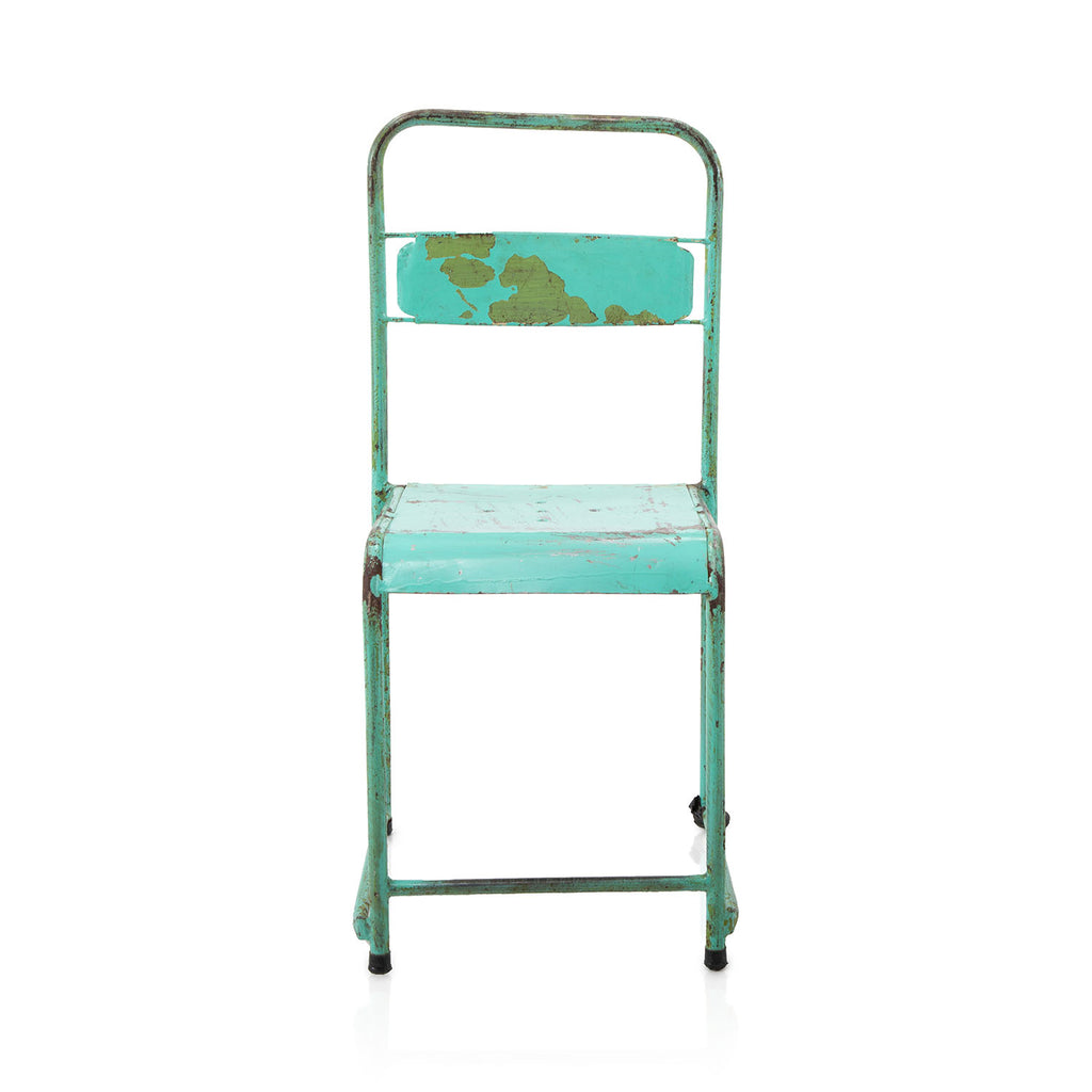 Turquoise Distressed Metal Side Chair