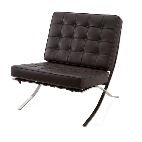Brown Dark Tufted Leather Barcelona Lounge Chair