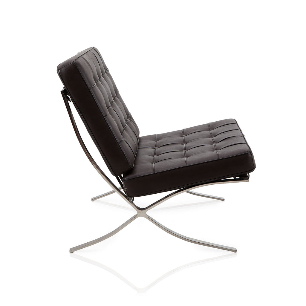 Brown Dark Tufted Leather Barcelona Lounge Chair