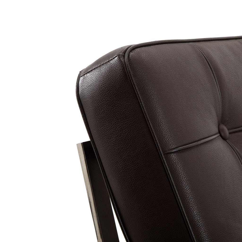 Brown Dark Tufted Leather Barcelona Lounge Chair