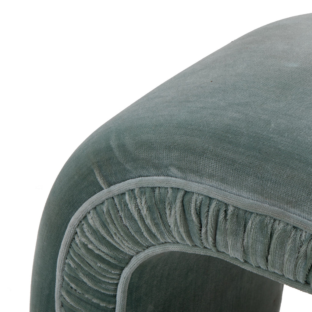 Teal Curved 80's Ottoman