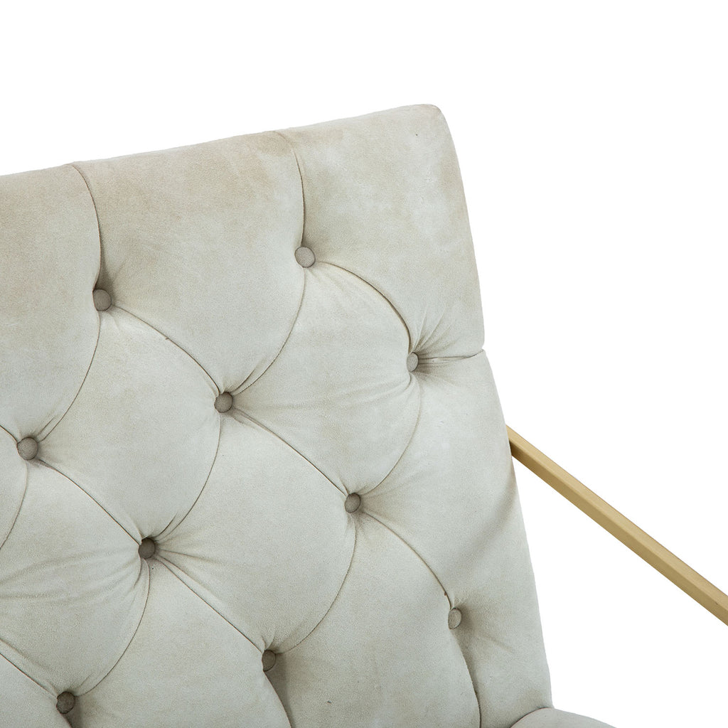 Grey Tufted Velvet Gold Frame Lounge Chair