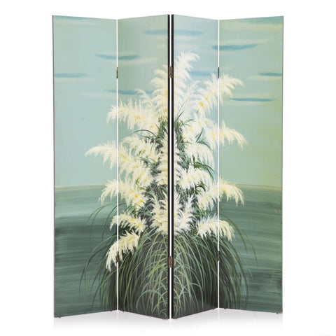 Aqua Pampas Grass Painted Screen Divider
