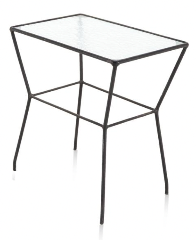Glass & Black Metal Side Table