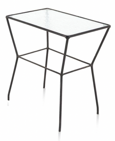 Glass & Black Metal Side Table
