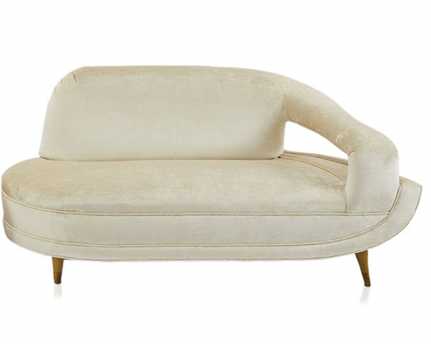 Half Cream Velvet Sectional Sofa Piece (LEFT ARM ONLY)