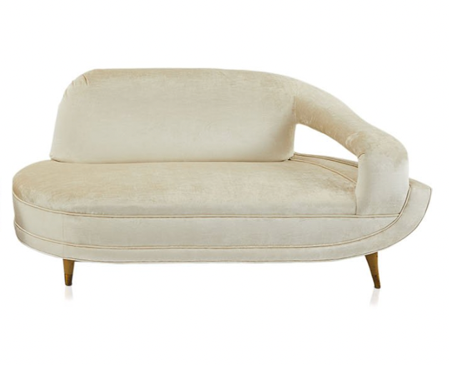 Half Cream Velvet Sectional Sofa Piece (LEFT ARM ONLY)