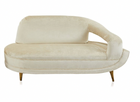 Half Cream Velvet Sectional Sofa Piece (LEFT ARM ONLY)