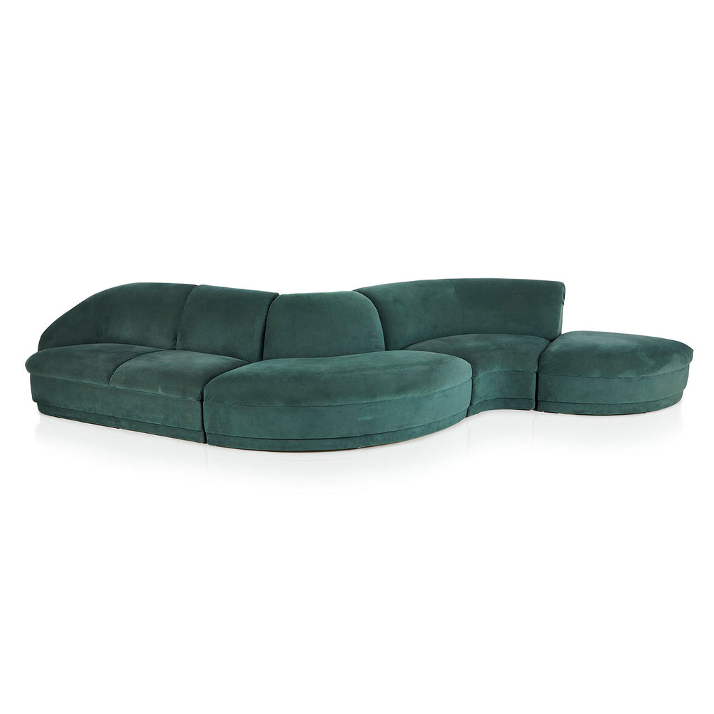 Teal Green Velour Sectional Sofa
