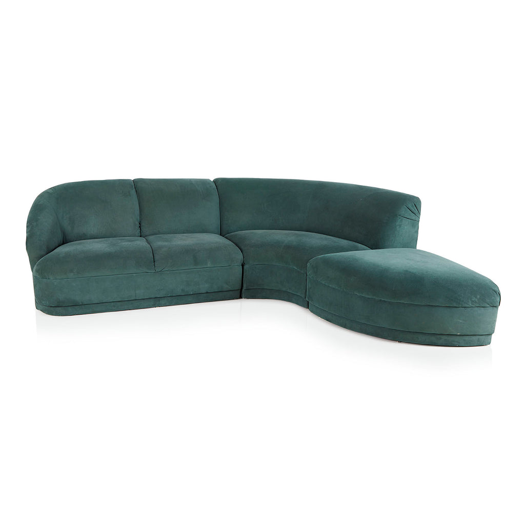 Teal Green Velour Sectional Sofa