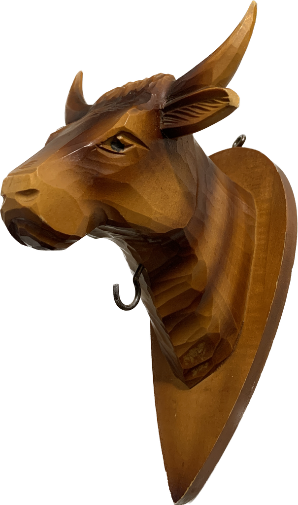 Wooden Carved Bull Wall Hook